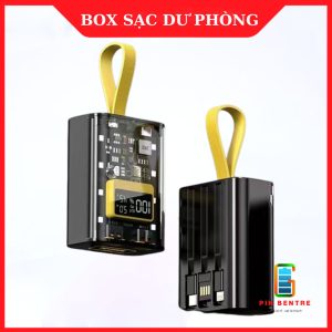 Box sạc dự phòng 3 Cell 18650 ( 2 Cell 21700 ) 22.5W kèm cáp sạc trong suốt ( Chưa Pin )