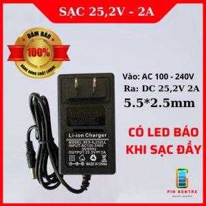Sạc pin 6s 25,2V - 2A dùng cho pin Li-ion dụng cụ cầm tay có LED báo đầy