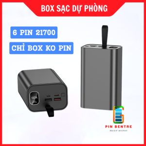 Box Sạc Sự Phòng 22.5W Vỏ Nhôm Chứa 6 Viên 21700 (Chưa Có Pin)