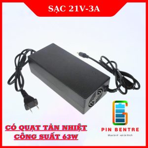 Sạc pin 5S 21V - 3A có quạt dùng cho pin Li-ion có LED báo đầy
