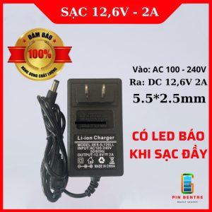 Sạc pin 3s 12,6V - 2A dùng cho pin Li-ion dụng cụ cầm tay có LED báo đầy