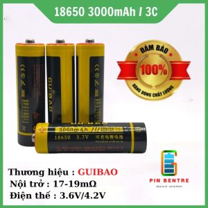 Pin 18650 Đầu Nhọn Dung Lượng 3000mAh Chính Hãng GuiBao