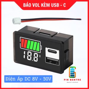 Đồng hồ Báo Vol kèm cổng sạc USB và Type C sạc nhanh