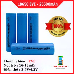 Pin 18650 EVE 26V dung lượng 2550mAh dòng xả 3C hàng mới