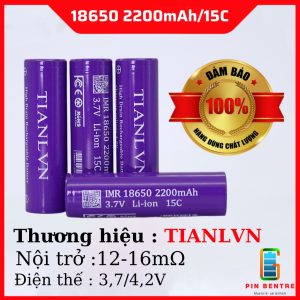 Cell pin 18650 TIANLVN 2200mAh dòng xả 15C hàng mới chính hảng