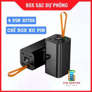 Box Sạc Sự Phòng 22.5W Vỏ Nhôm Chứa 4 Viên 21700 (Chưa Có Pin)