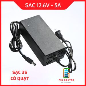 Sạc pin 3S 12.6V - 5A có quạt dùng cho pin Li-ion có LED báo đầy