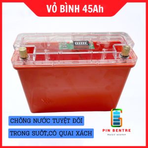 Vỏ Bình Chứa Pin 45Ah Trong Suốt Có Quai Xách Tiện Lợi Kèm Báo Pin Tùy Chọn