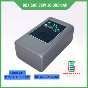 Box Sạc Dự Phòng Nhanh 35W Chứa 2 Viên 21700 (Chưa Có Pin)