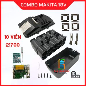 Combo Pin Makita 18V sử dụng 10 Viên 21700 có báo Pin ( Chưa Pin)