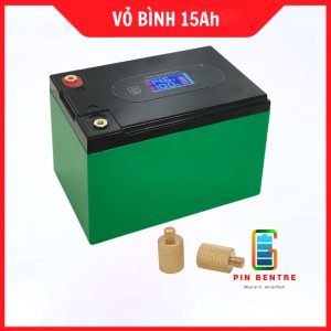 Vỏ bình Chứa Pin 12V - 15Ah Kèm Cọc Bình Có Báo Pin