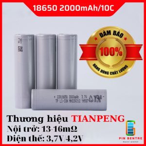 Cell pin 18650 TP xám 2000mah xả 10C/20A hàng mới chính hãng