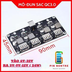 Mô-đun sạc nhanh QC3.0 với 4 Cổng USB 96W in DC 6V-30V